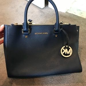 Michael Kors Large Navy Leather Tote